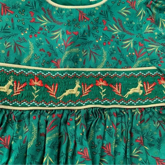 Bonnie Baby Smocked Reindeer Christmas Dress - 18 months - Picture 3 of 5